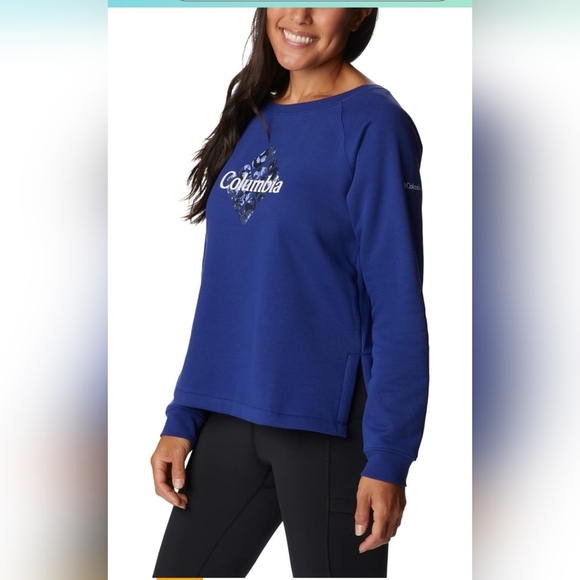 Columbia Women's Blue Trek Special Graphic Women's Crew Sweatshirt Size Small - Picture 1 of 16